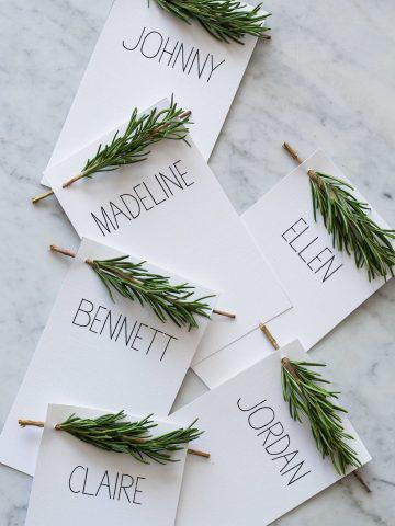 Rosemary Place Cards For Thanksgiving